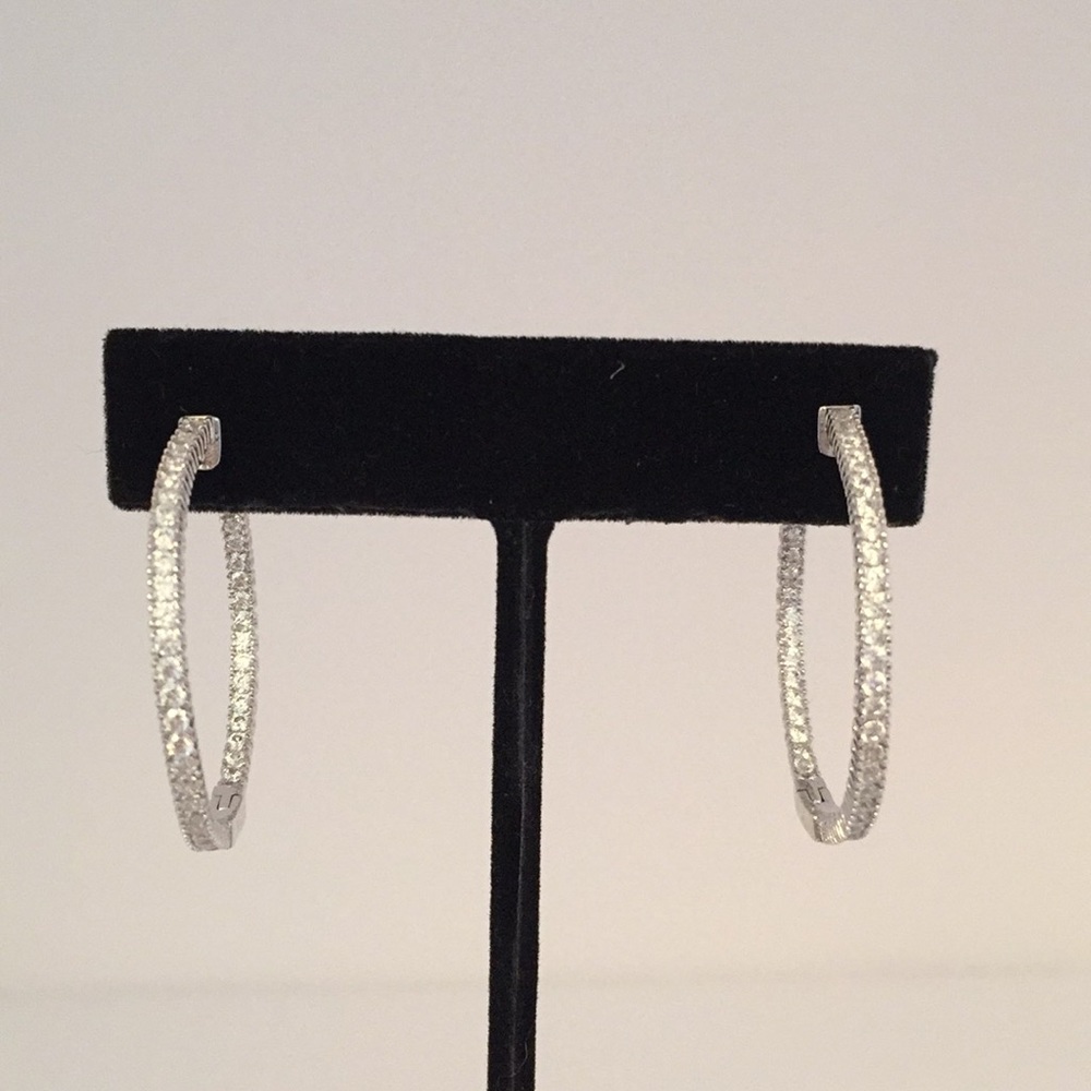 Silver rhinestone hoop earrings